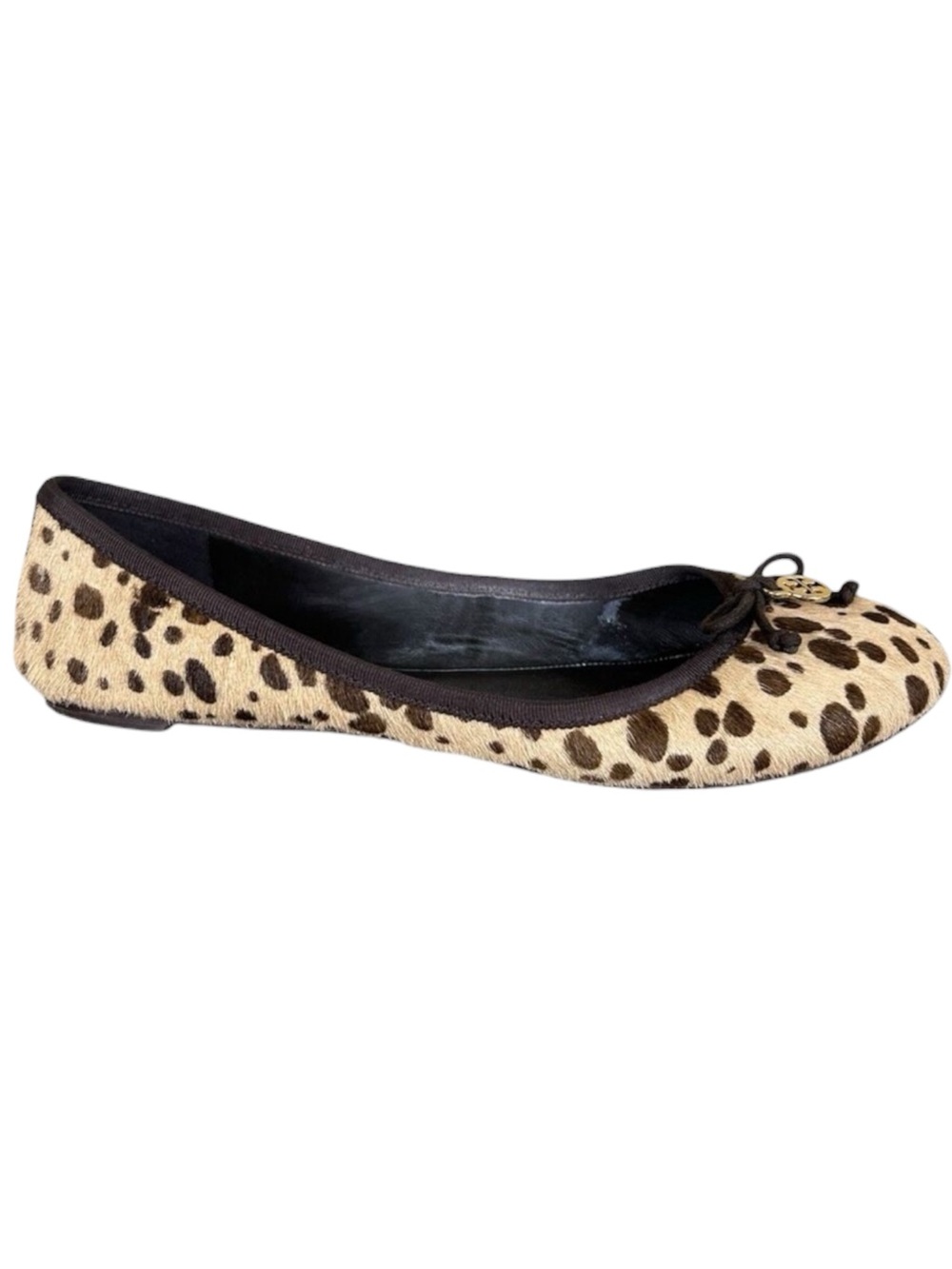 Tory Burch Chelsea Calf Hair Ballet Flats Animal Print Gold Hardware Sz 8